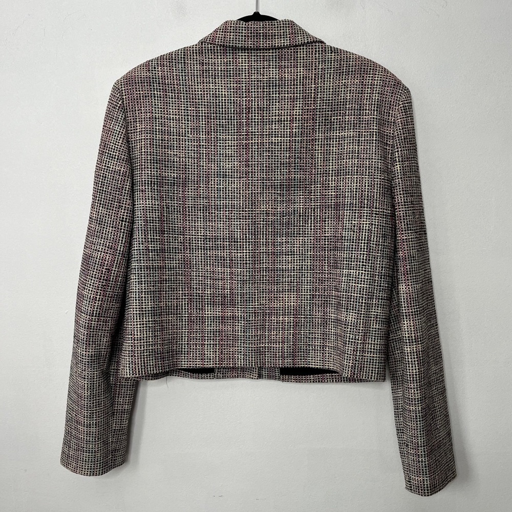 ONNA Wear Cropped Blazer Jacket Handwoven Silk Button Front Size Large - Picture 4 of 9